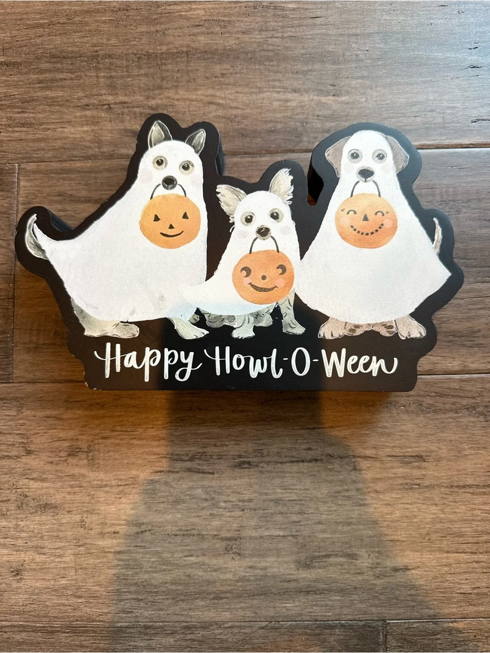 Happy Howl-O-Ween Dog Ghost Décor - White & Orange